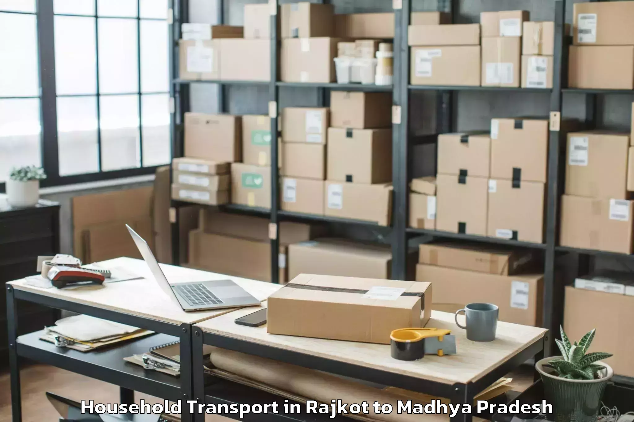 Top Rajkot to Mauganj Household Transport Available